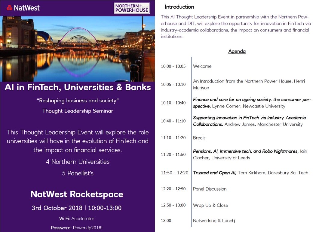 NatWest and Northern Powerhouse – AI in FinTech: Universities & Banks Event